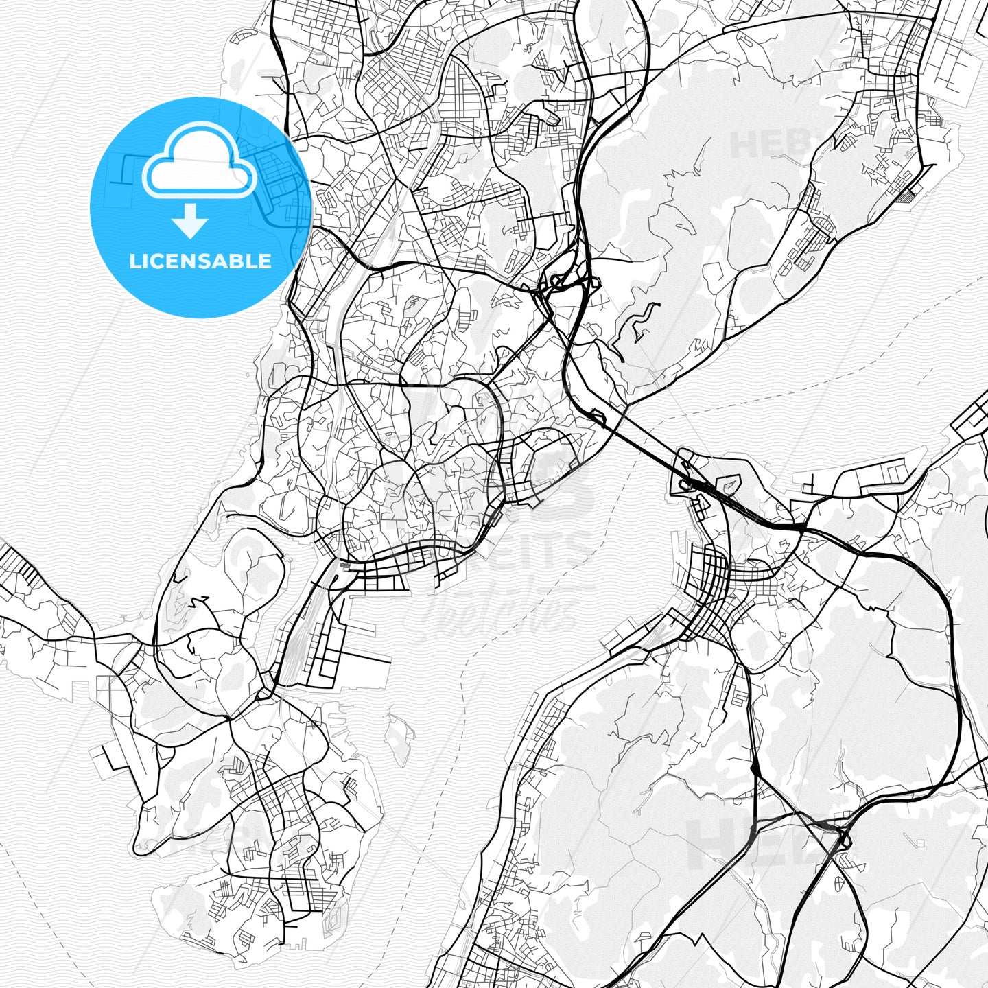 Vector PDF map of Shimonoseki, Japan