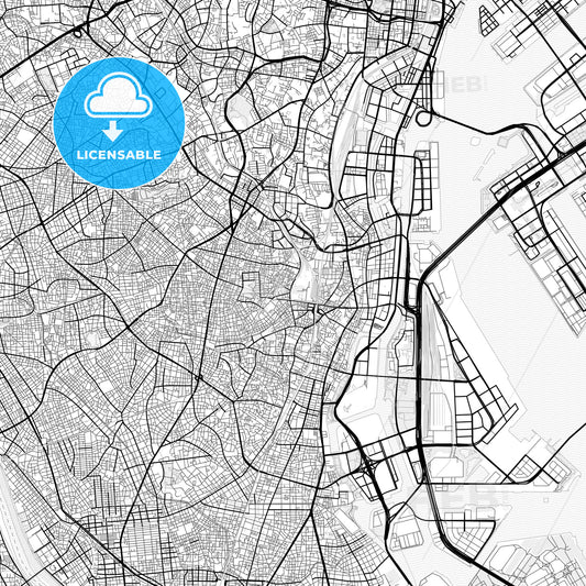 Vector PDF map of Shinagawa, Japan