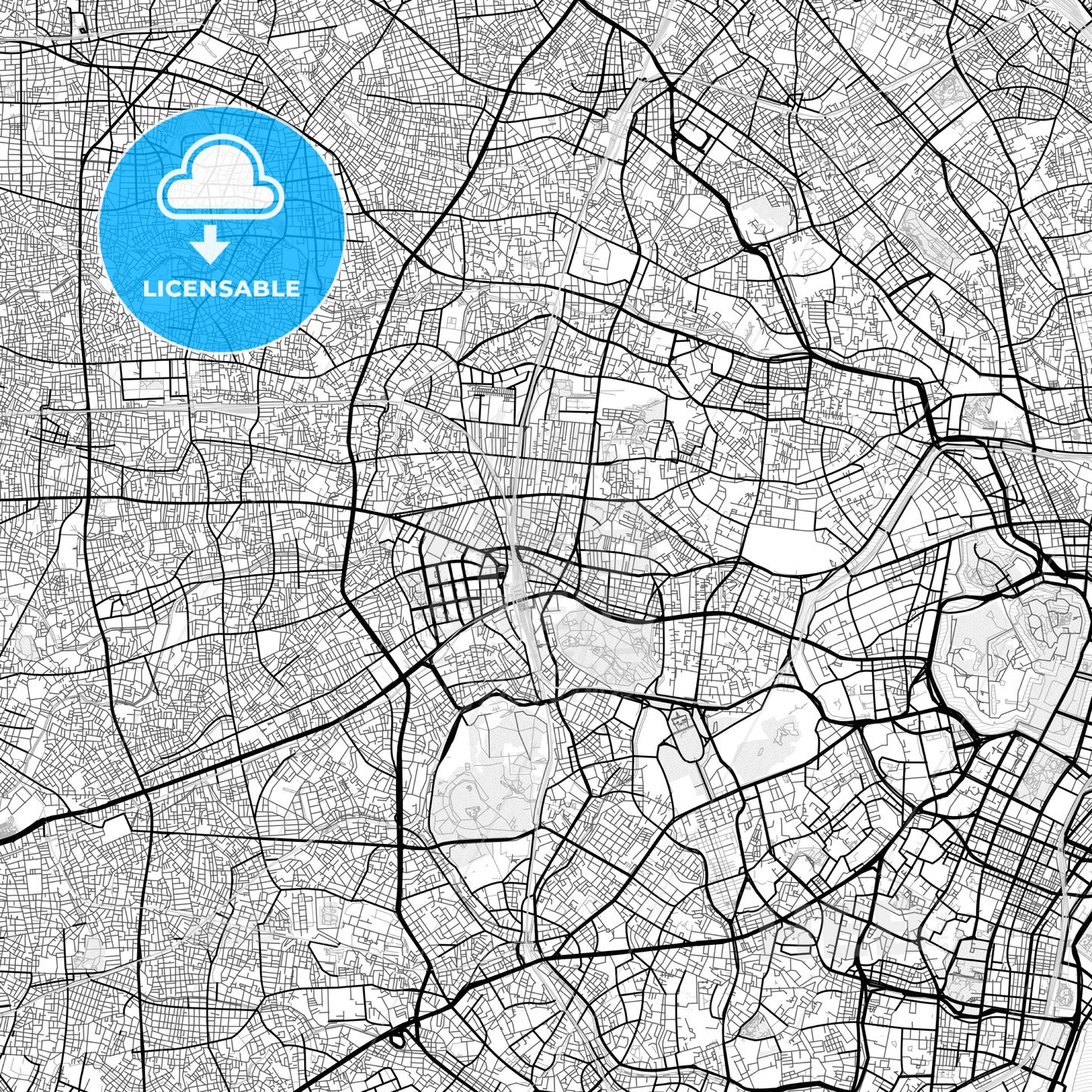 Vector PDF map of Shinjuku, Japan