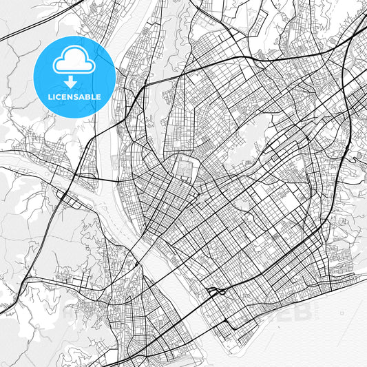 Vector PDF map of Shizuoka, Japan