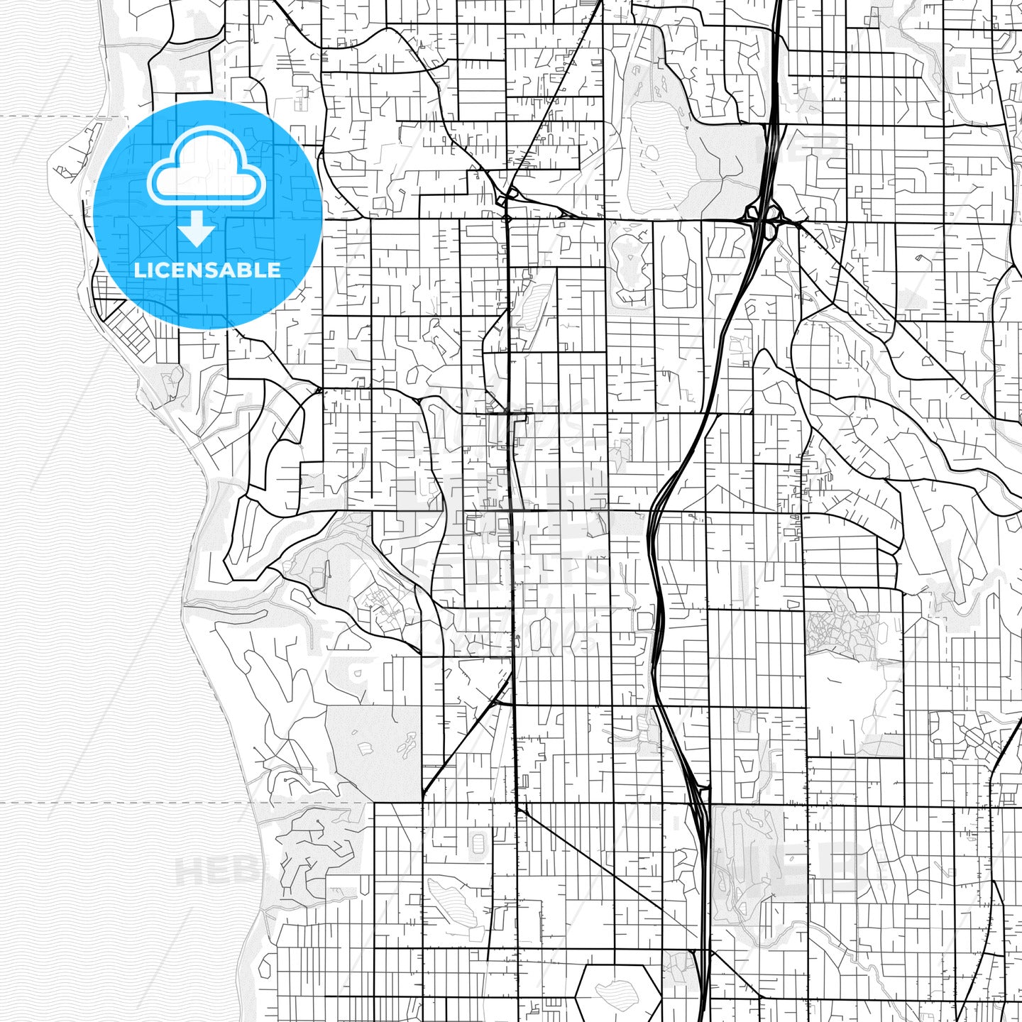 Vector PDF map of Shoreline, Washington, United States