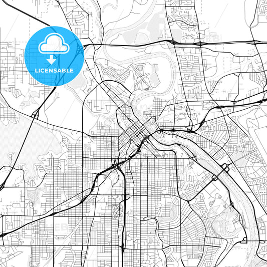 Vector PDF map of Shreveport, Louisiana, United States
