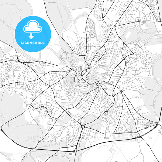 Vector PDF map of Shrewsbury, England