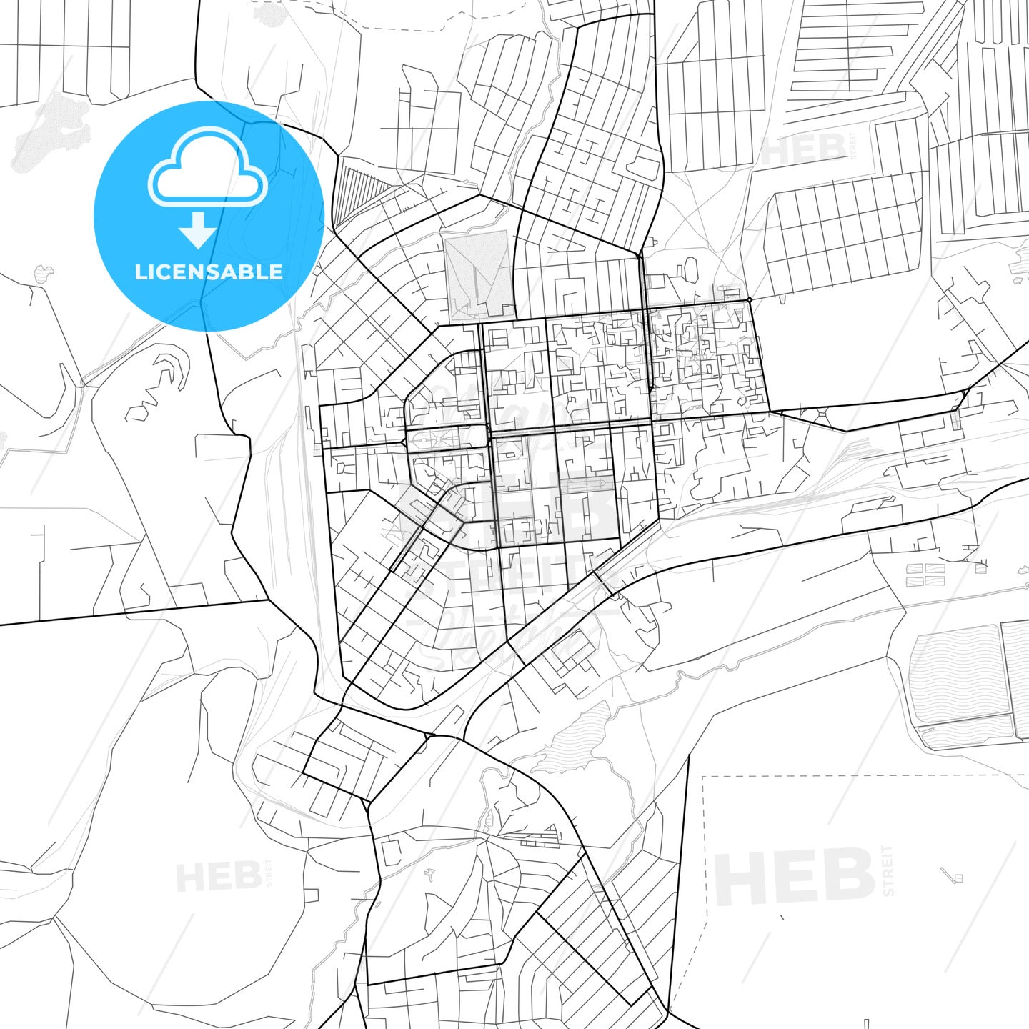 Vector PDF map of Sibay, Russia