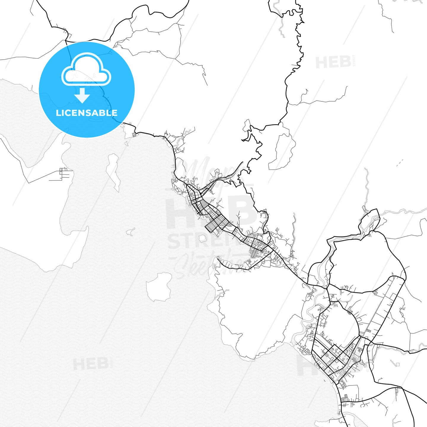 Vector PDF map of Sibolga, Indonesia