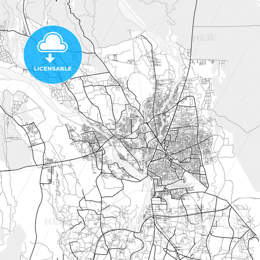 Vector PDF map of Siliguri, India