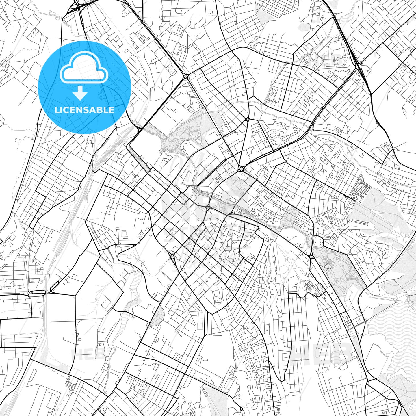 Vector PDF map of Simferopol, Ukraine