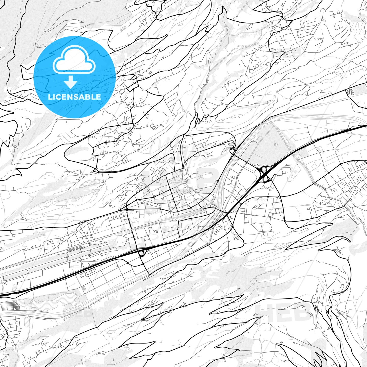 Vector PDF map of Sion, Switzerland