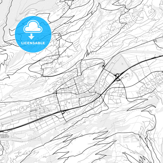 Vector PDF map of Sion, Switzerland