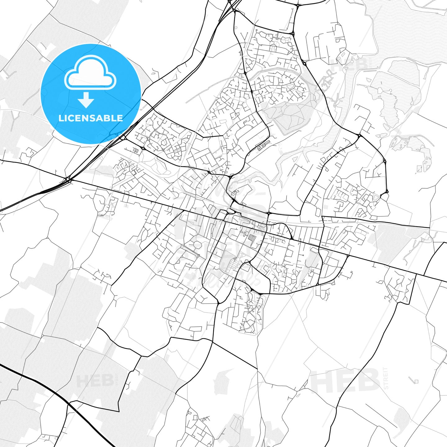 Vector PDF map of Sittingbourne, England