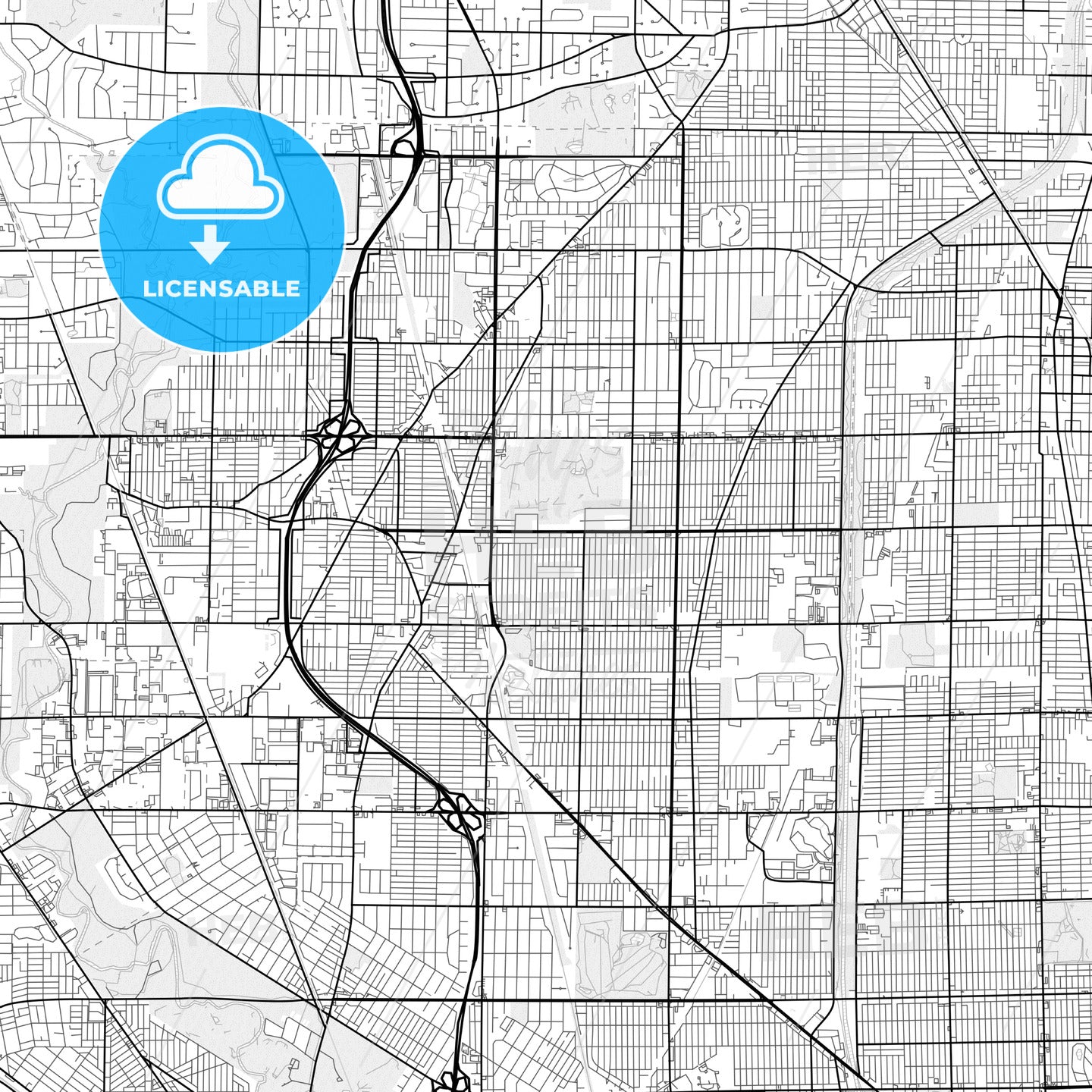 Vector PDF map of Skokie, Illinois, United States