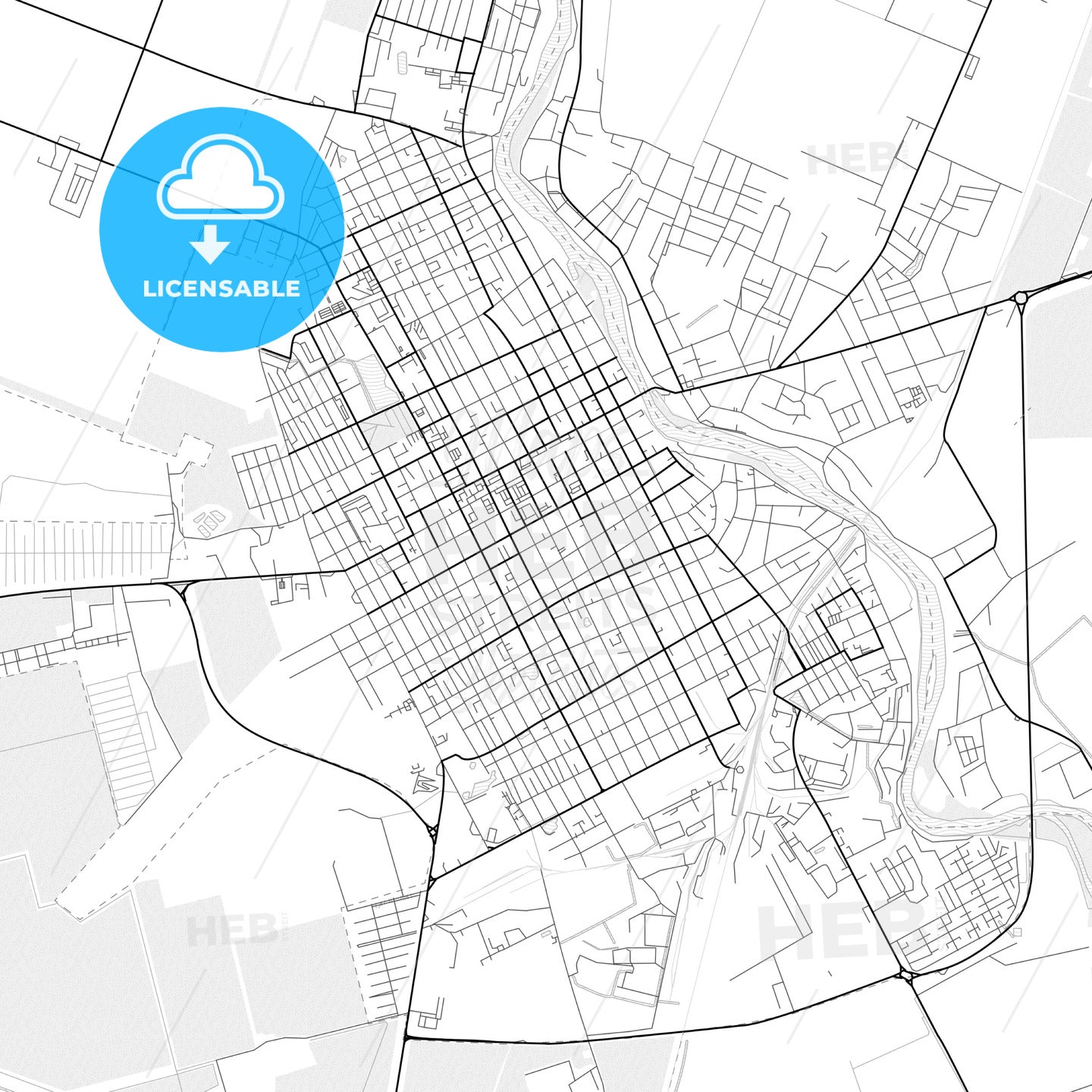 Vector PDF map of Slavyansk-na-Kubani, Russia