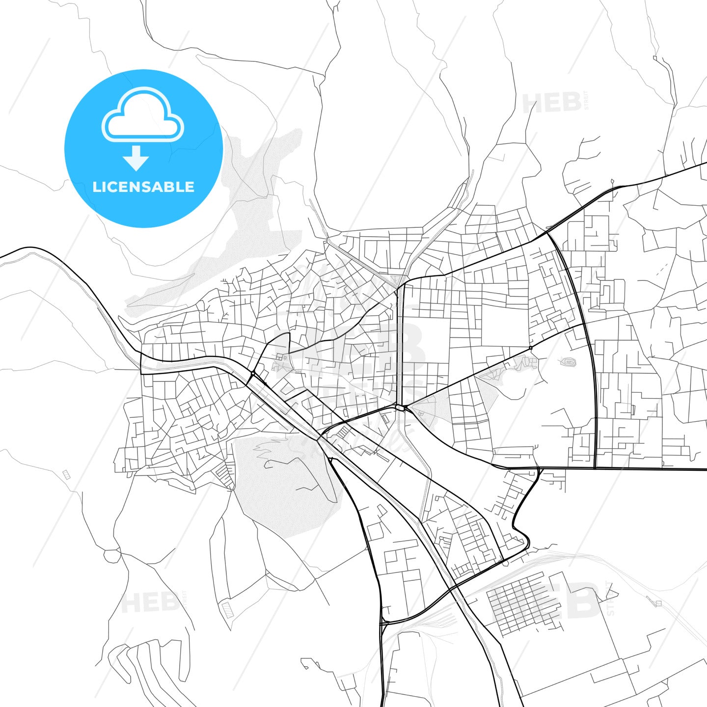 Vector PDF map of Sliven, Bulgaria