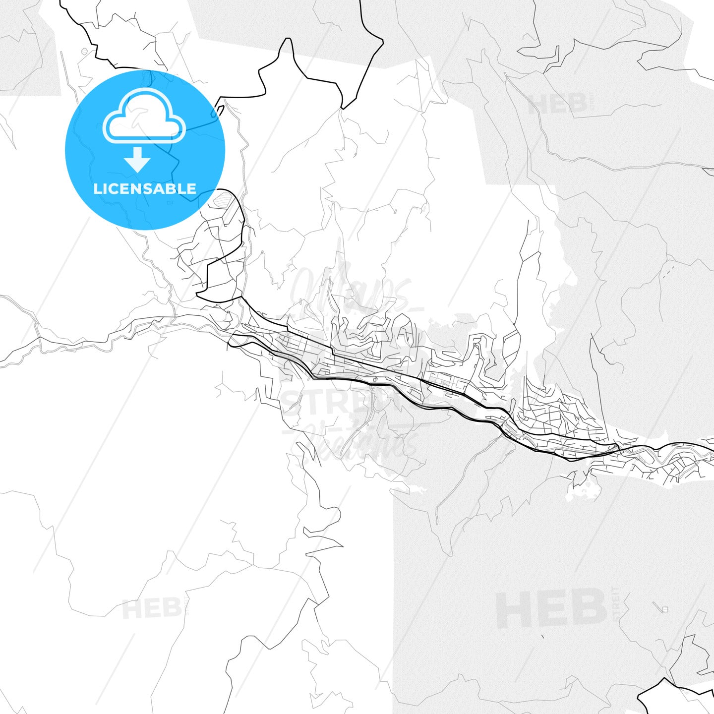 Vector PDF map of Smolyan, Bulgaria