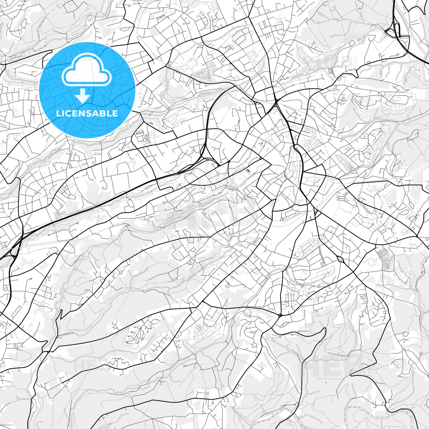 Vector PDF map of Solingen, Germany