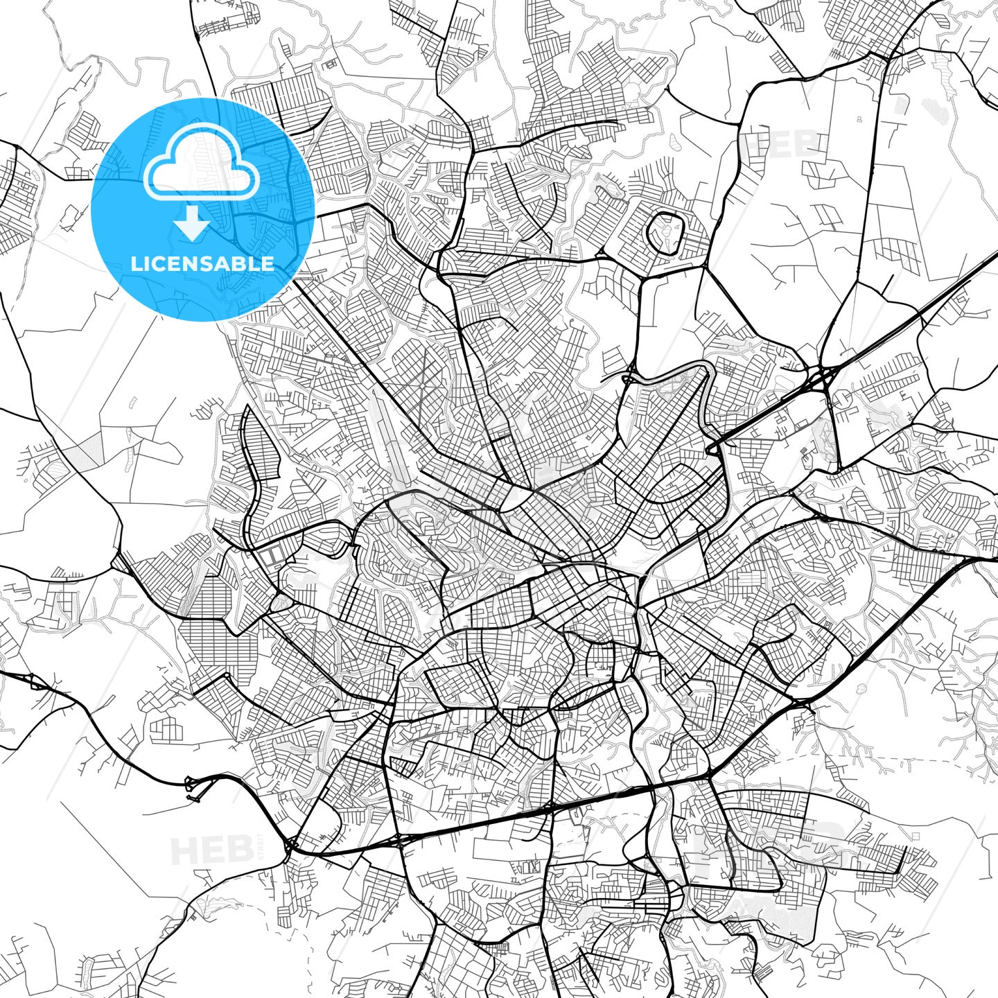 Vector PDF map of Sorocaba, Brazil