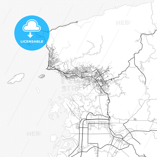 Vector PDF map of Sorong, Indonesia