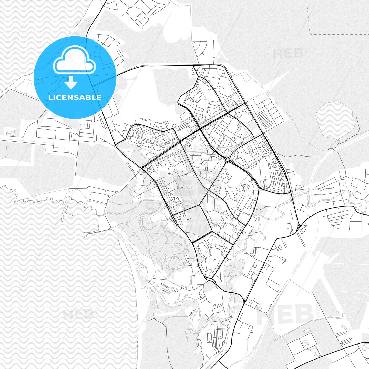 Vector PDF map of Sosnovy Bor, Russia