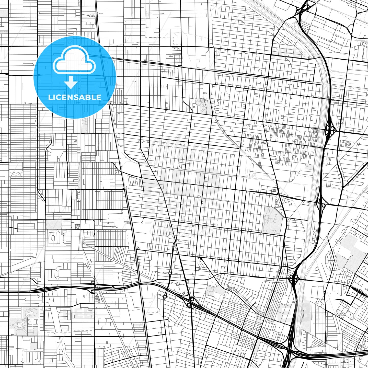 Vector PDF map of South Gate, California, United States