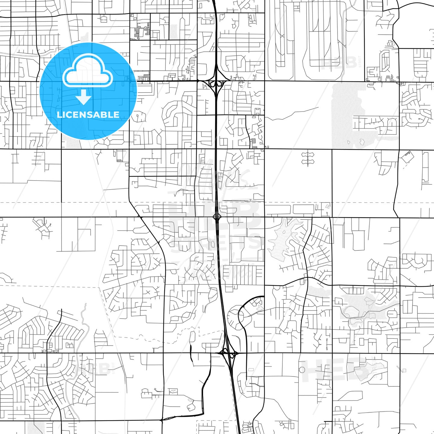 Vector PDF map of Southaven, Mississippi, United States