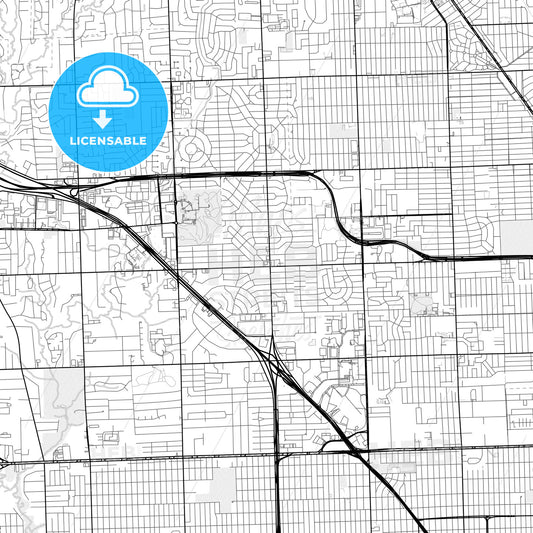 Vector PDF map of Southfield, Michigan, United States