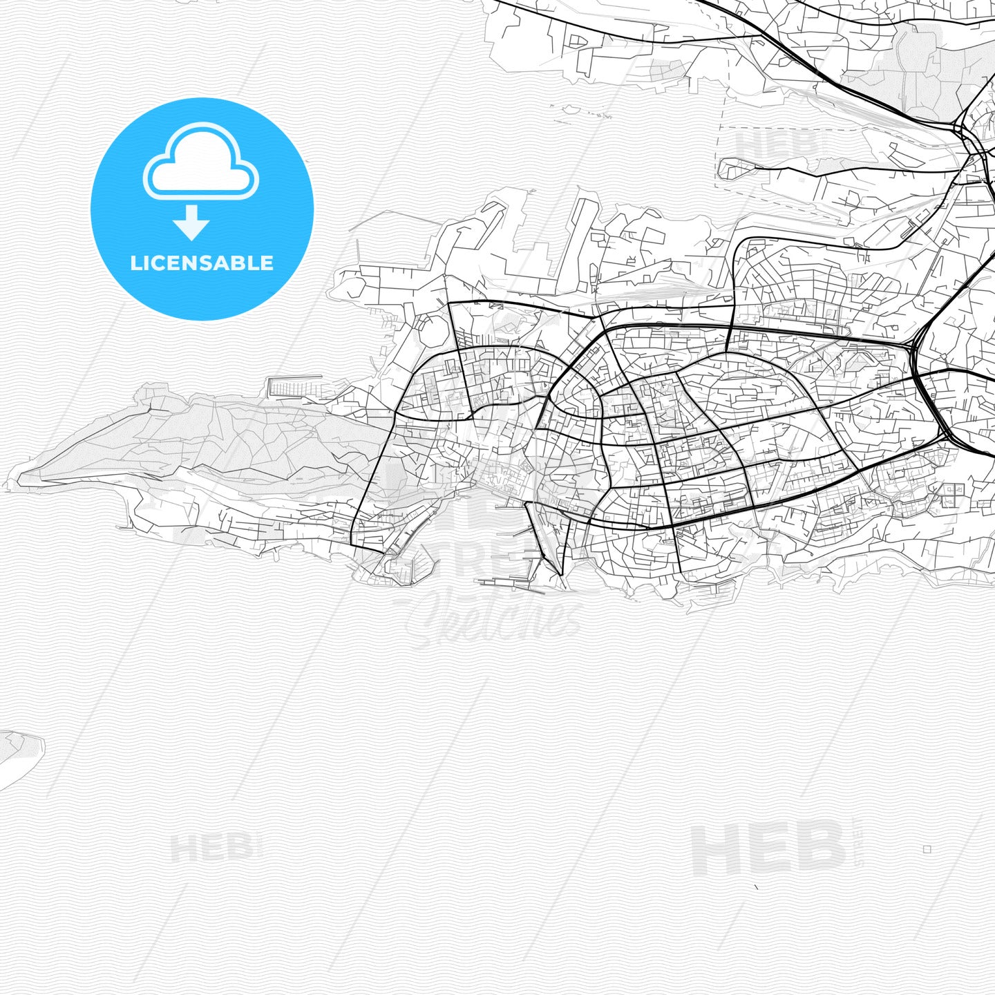 Vector PDF map of Split, Croatia