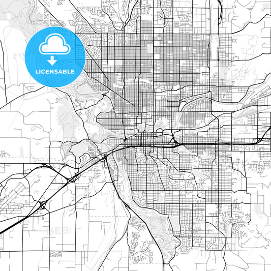 Vector PDF map of Spokane, Washington, United States