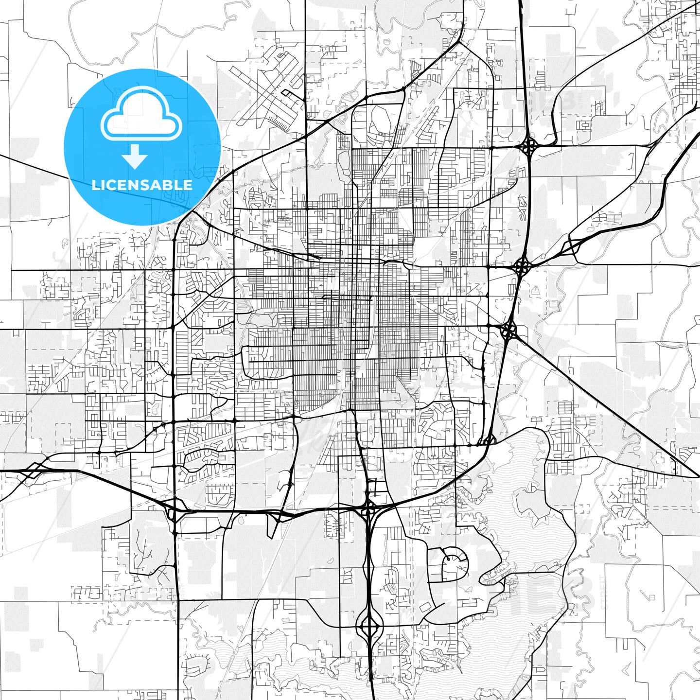 Vector PDF map of Springfield, Illinois, United States