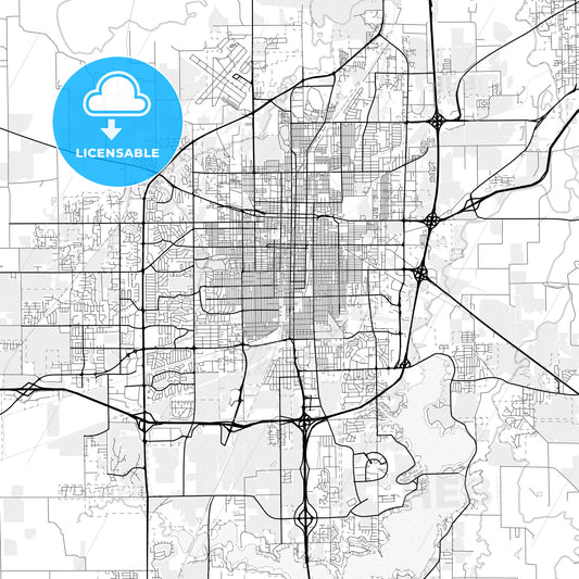 Vector PDF map of Springfield, Illinois, United States