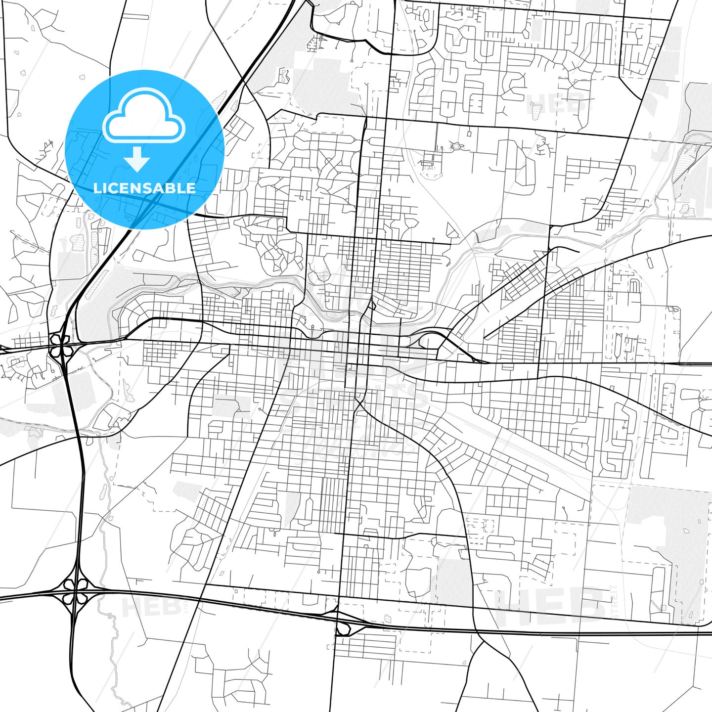 Vector PDF map of Springfield, Ohio, United States