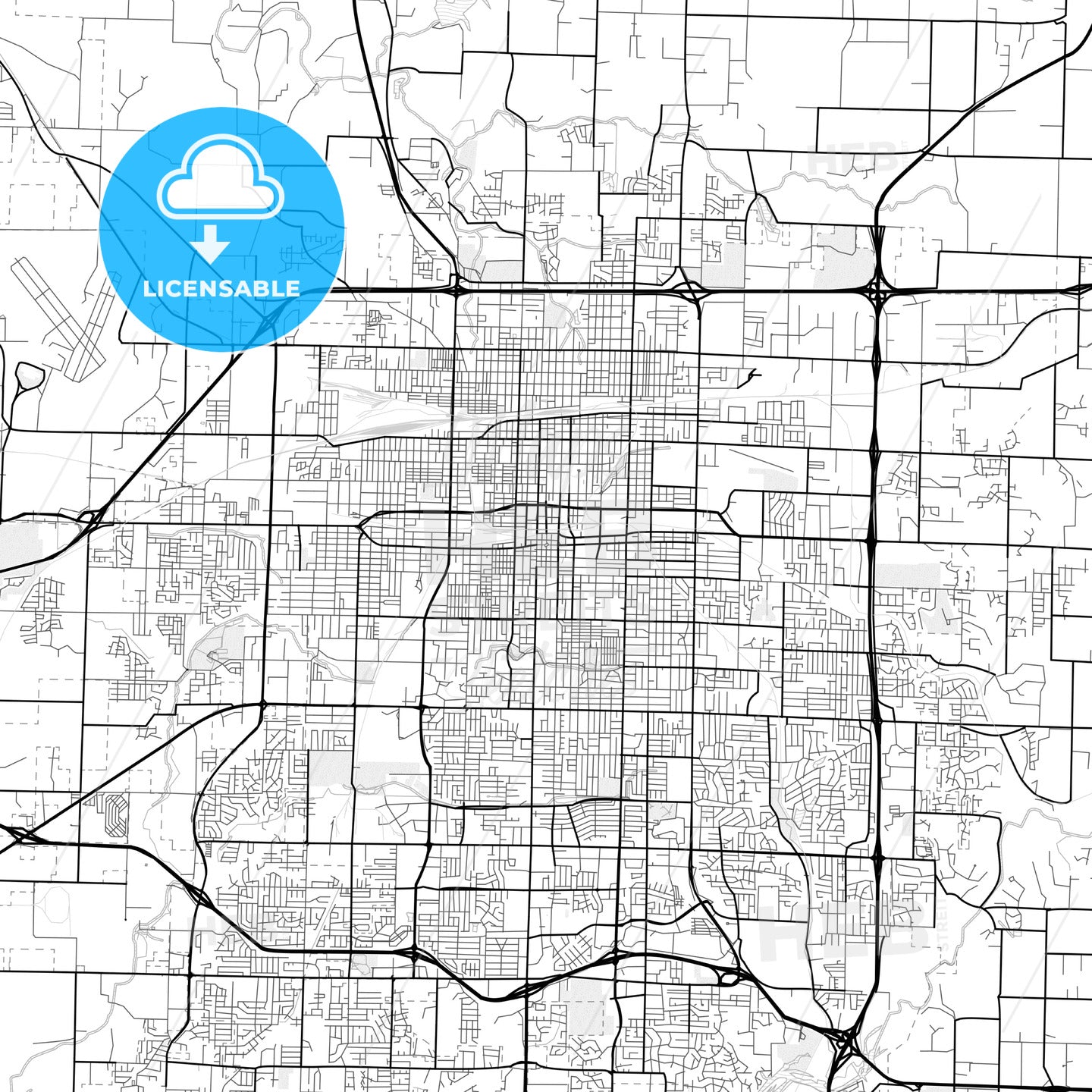 Vector PDF map of Springfield, Missouri, United States - HEBSTREITS