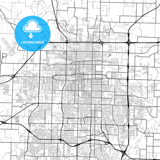 Vector PDF map of Springfield, Missouri, United States