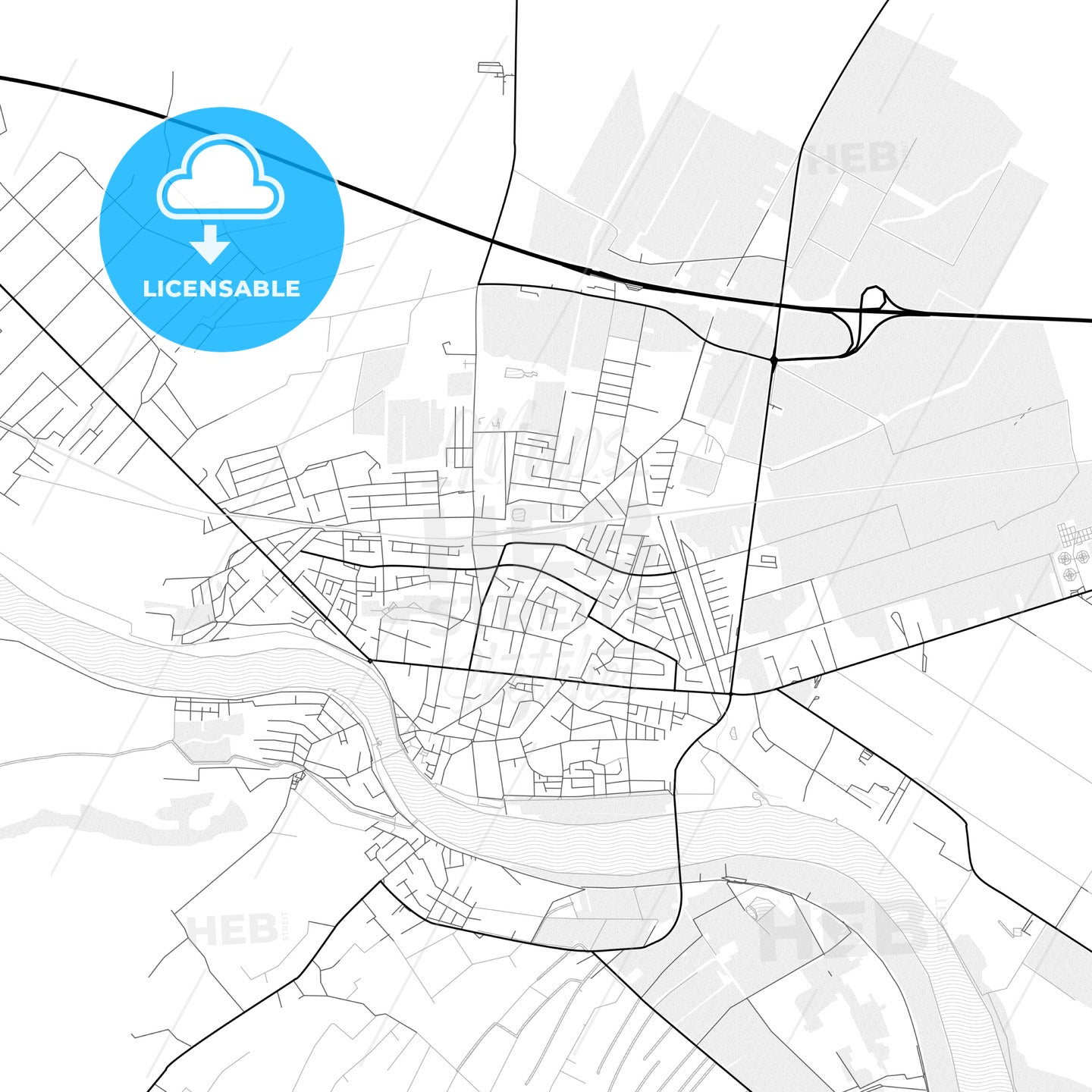 Vector PDF map of Sremska Mitrovica, Serbia