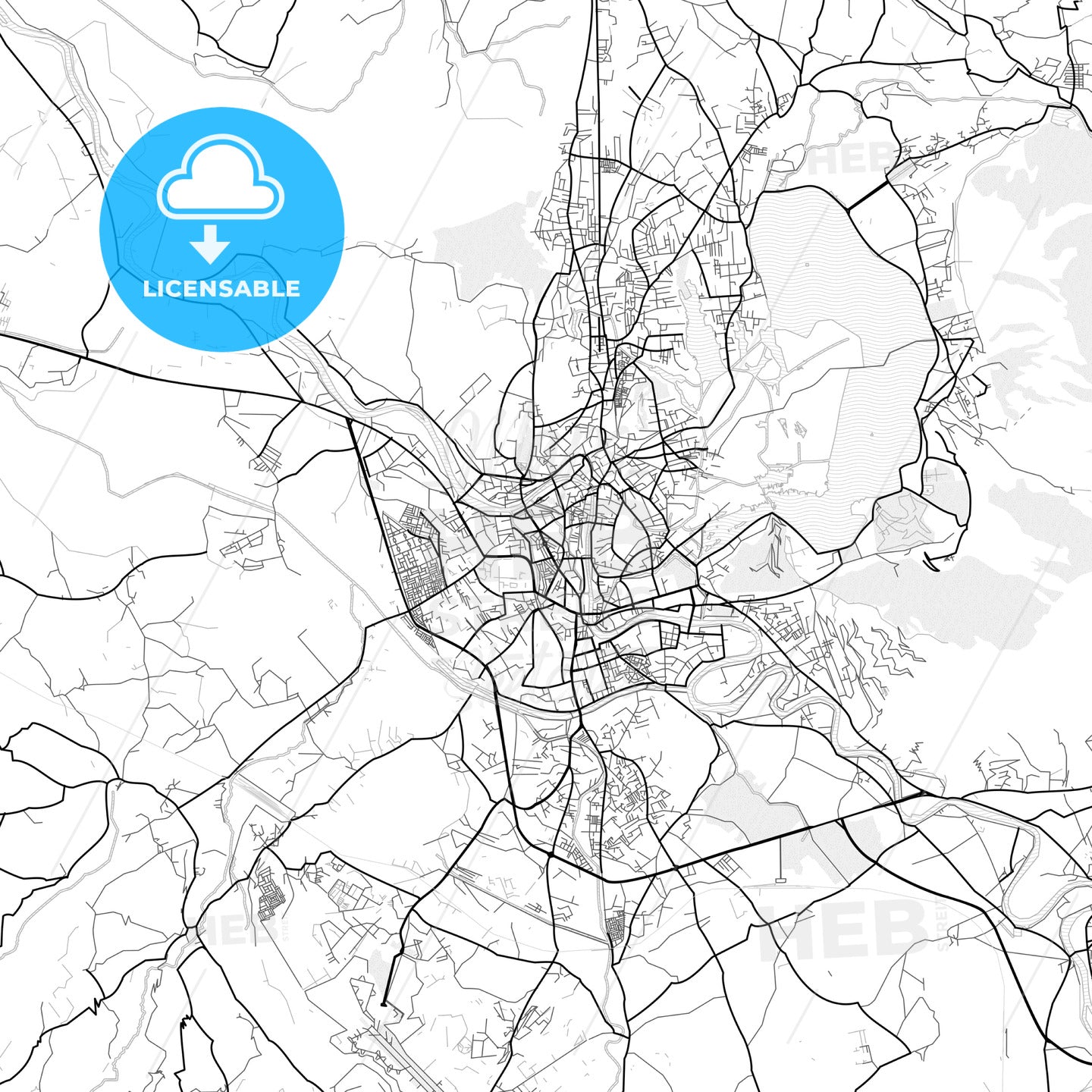 Vector PDF map of Srinagar, India