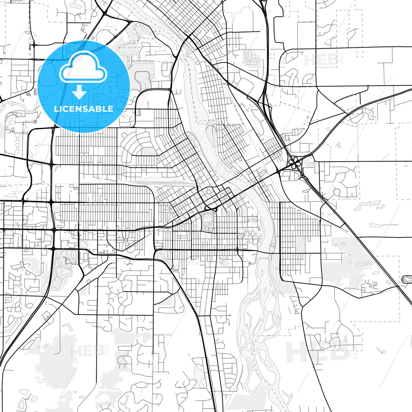 Vector PDF map of St. Cloud, Minnesota, United States