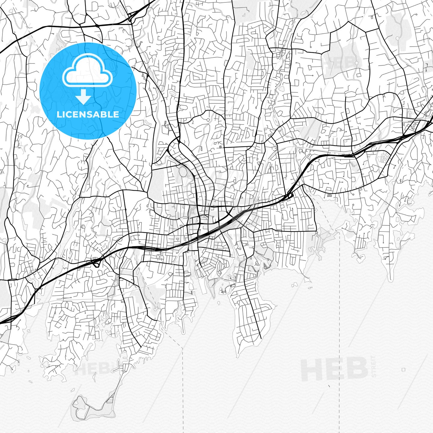 Vector PDF map of Stamford, Connecticut, United States