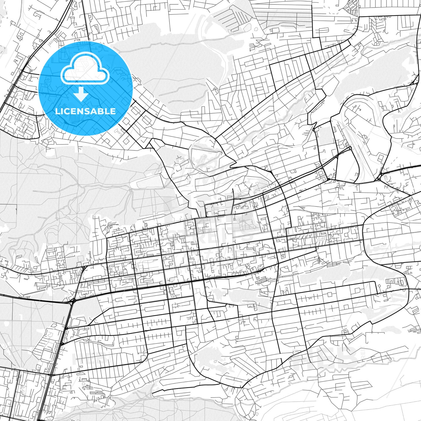 Vector PDF map of Stavropol, Russia