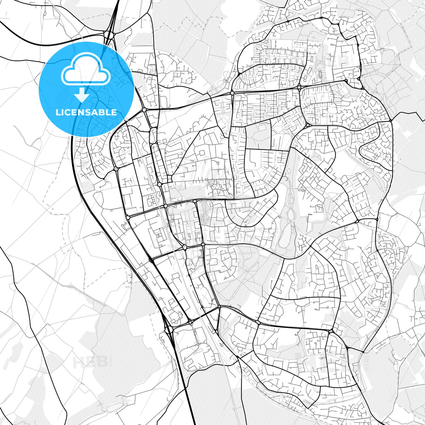 Vector PDF map of Stevenage, England