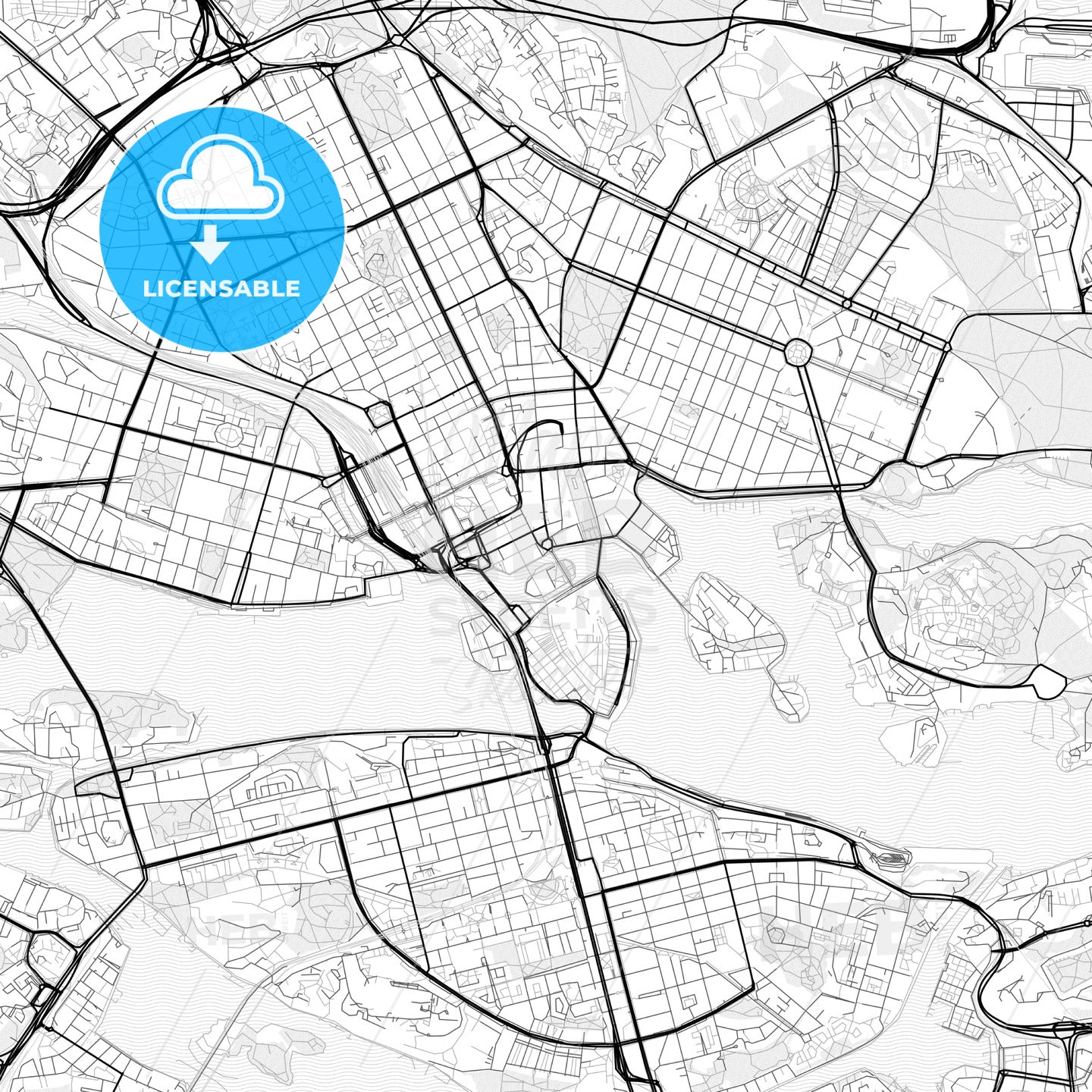 Vector PDF map of Stockholm, Sweden