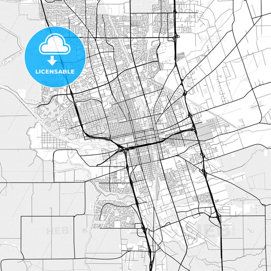 Vector PDF map of Stockton, California, United States