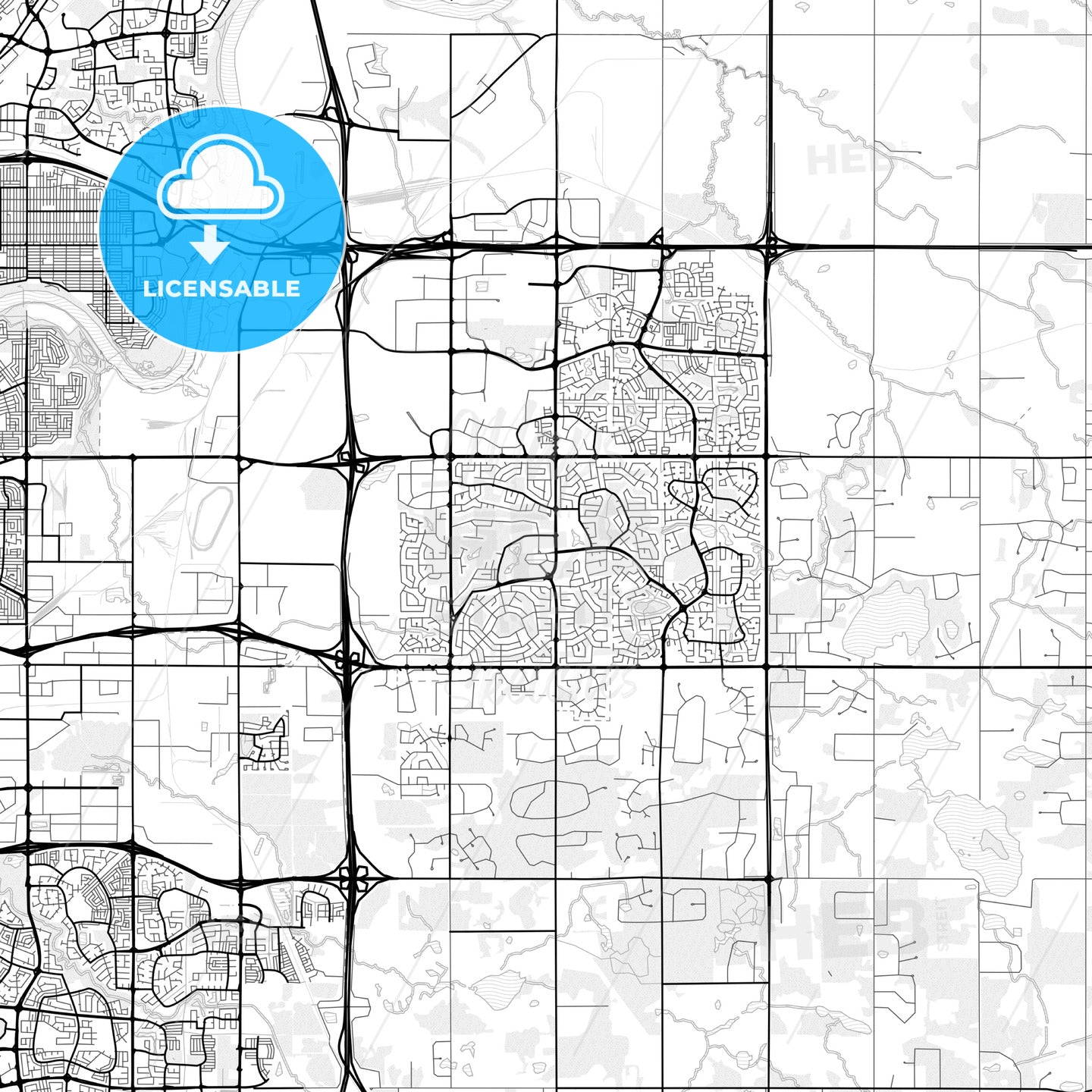 Vector PDF map of Strathcona County, Canada