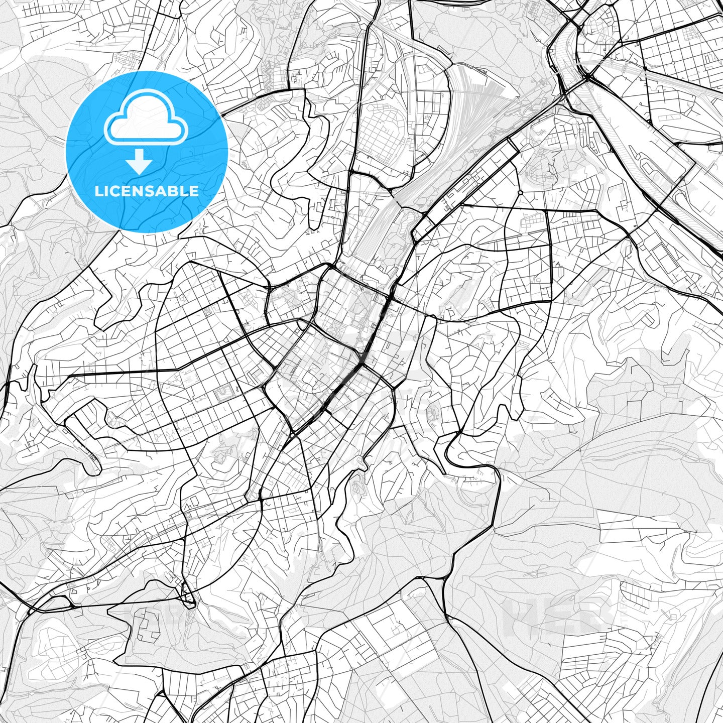 Vector PDF map of Stuttgart, Germany