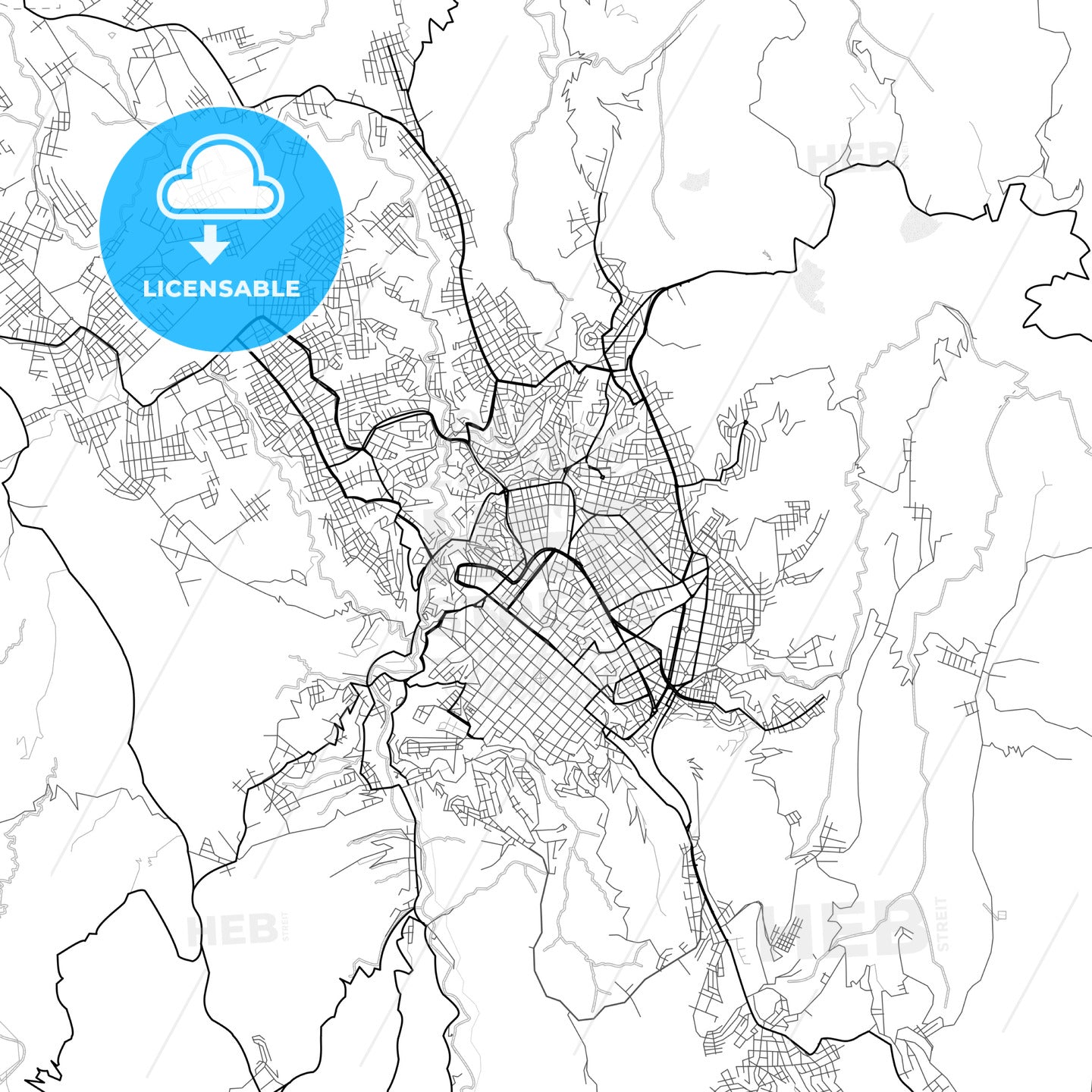 Vector PDF map of Sucre, Bolivia