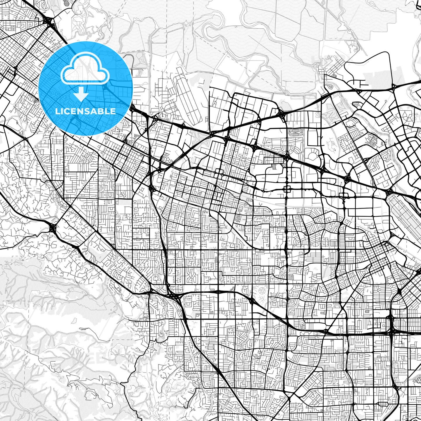 Vector PDF map of Sunnyvale, California, United States