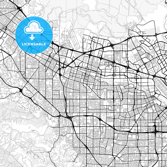 Vector PDF map of Sunnyvale, California, United States