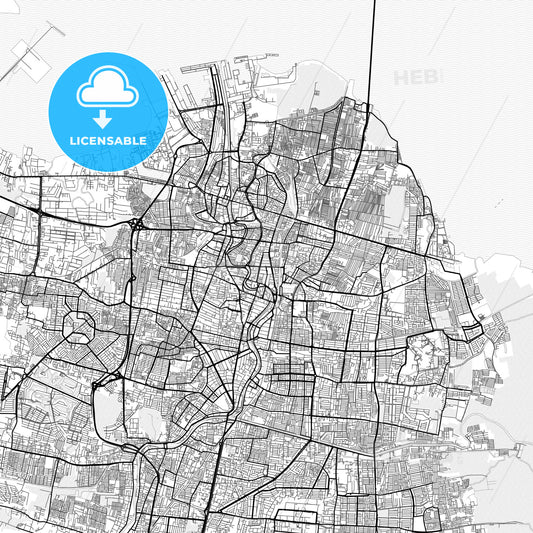 Vector PDF map of Surabaya, Indonesia