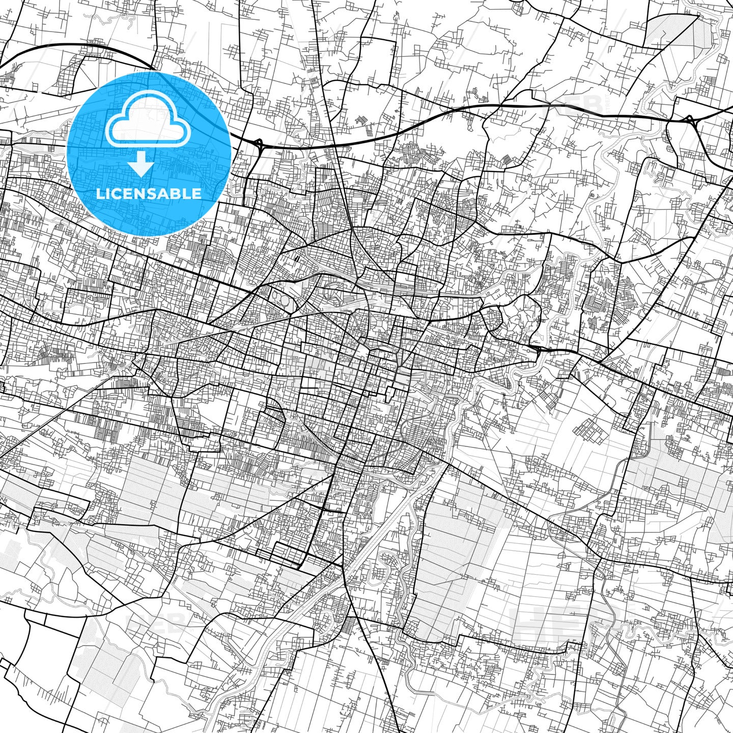 Vector PDF map of Surakarta, Indonesia