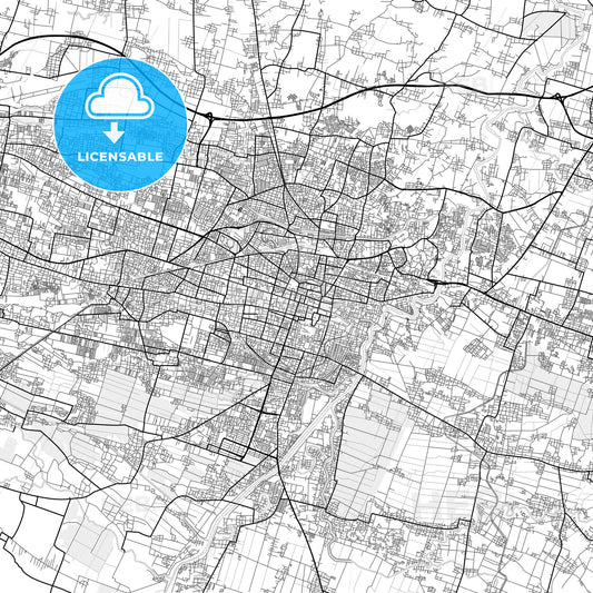 Vector PDF map of Surakarta, Indonesia