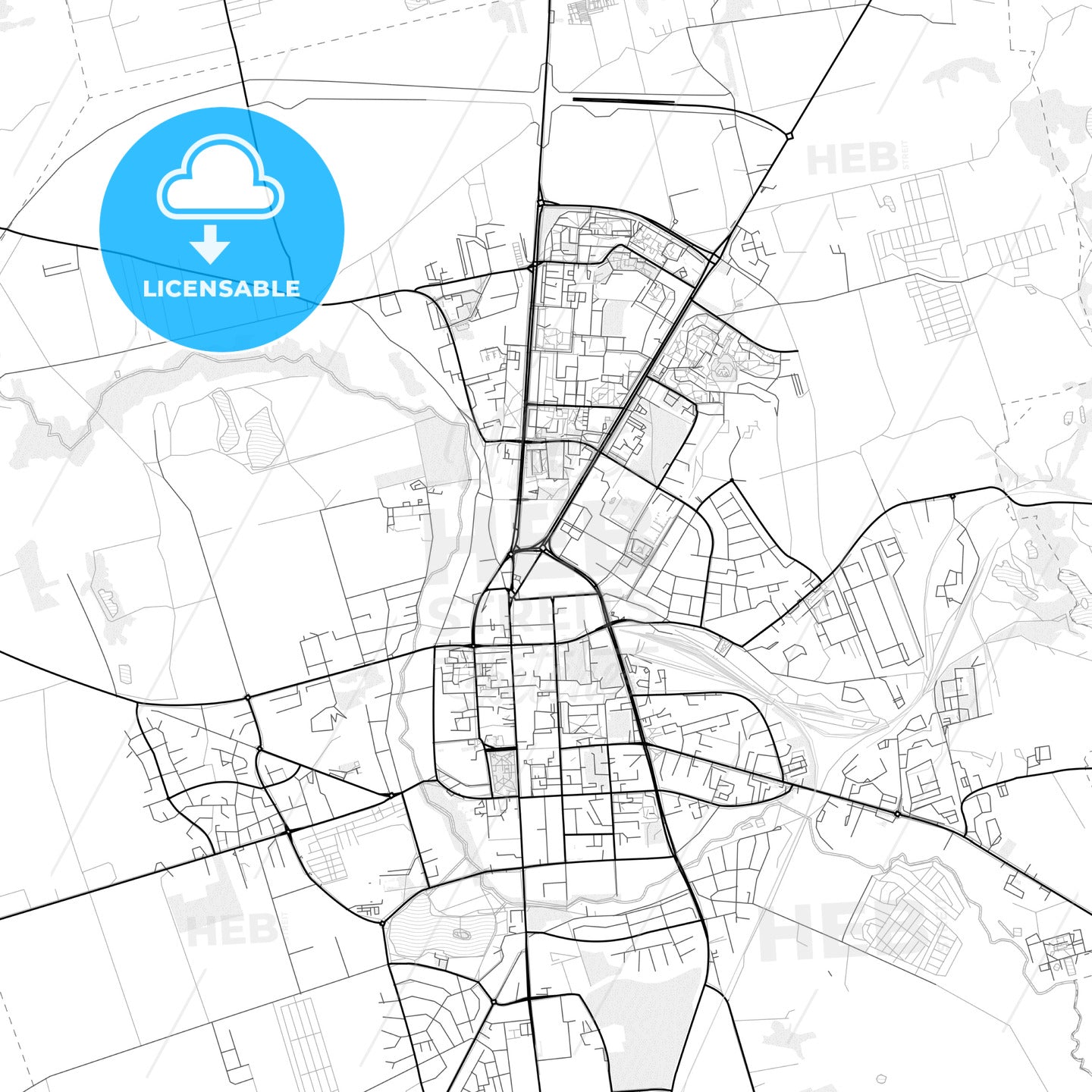 Vector PDF map of Suwałki, Poland