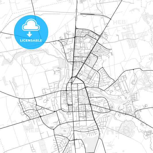 Vector PDF map of Suwałki, Poland